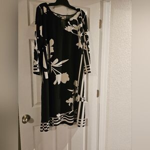 Elegant Black and White Floral Dress